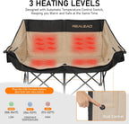REALEAD Heated Double Camping Chair - Heated Loveseat Camping Chairs for Adults with 3 Heat Levels and 4 Heating Zones - Oversized Heated Chairs Outdoor Sports Supports 650 lbs Battery NOT Included