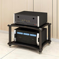 Heavy Duty 2-Tier AV Media Stand, 176 lb Load Capacity, Black | anti-vibration feet that help reduce resonance for clearer sound, open ventilation, cable management, Built for Hi-Fi systems