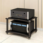 Heavy Duty 2-Tier AV Media Stand, 176 lb Load Capacity, Black | anti-vibration feet that help reduce resonance for clearer sound, open ventilation, cable management, Built for Hi-Fi systems