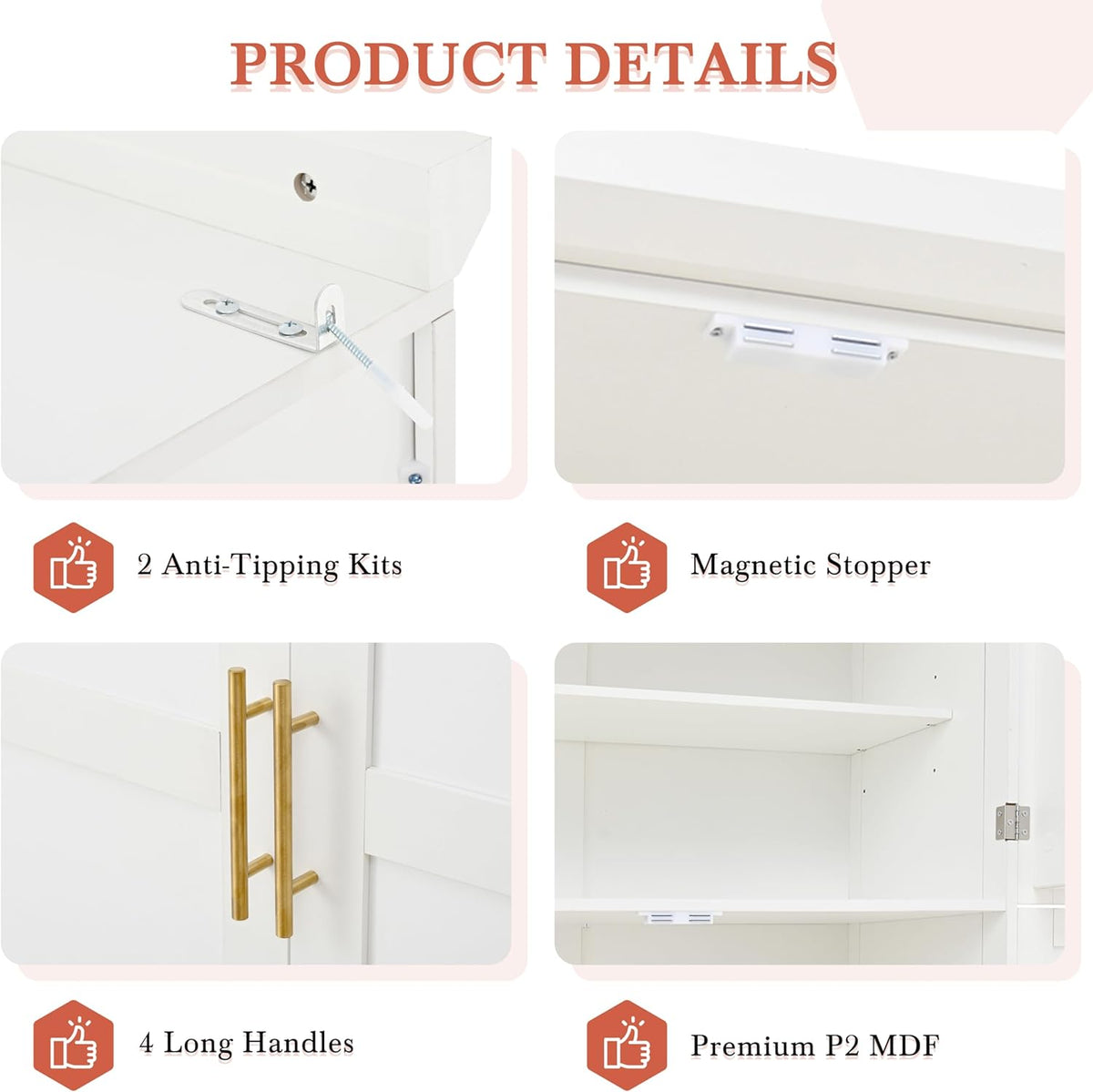LUMISOL Kitchen Pantry Cabinet, 70.9" Tall Cupboard Storage Cabinet with Adjustable Shelves and Door Shelves, Freestanding Kitchen Hutch with 8 Pull-Out Trays for Dining Room Living Room, White