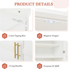 71 Inch Kitchen Pantry Cabinet with Pull-Out Trays, White | White P2 MDF, kitchen or dining room, door shelves, adjustable shelf, freestanding design, 17.6 in D, 35.5 in W