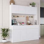 70.87" H Large Kitchen Pantry Storage Cabinet with Microwave Oven Countertop, Freestanding Pantry Cabinet with Drawers for Kitchen, Living Room (White)