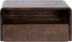 Kate and Laurel Kato Modern Mango Wood Floating Side Table with Drawer, 18 x 10 x 9, Dark Brown, Contemporary Wooden Floating Nightstand for Bedroom Bedside Table or Living Room Wall Storage