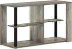 Furinno Romain Narrow End Table with Shelves, French Oak/Black