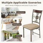 GOFLAME Dining Chairs Set of 2, Upholstered Kitchen Chairs with Padded Seat & Ergonomic Backrest, Farmhouse Armless Side Chairs with Metal Frame for Dining Room, Restaurant, Brown