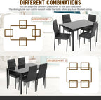 NChanmar Dining Table Set for 4 Furniture 5 Piece Faux Dining Set, Modern Kitchen Table with Upholstered PU Leather Chairs and Glass Tabletop for Breakfast Nook Small Spaces,Black