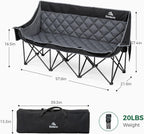 Padded 3 Person Camping Chair Oversized Camping Couch, Heavy Duty Folding Double Camping Chair, Extra Wide Camping Loveseat with Cup Holder & Side Pockets for Camping & Lawn, Supports 660LBS Black