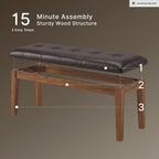 Signature Design by Ashley Ralene Tufted Upholstered Dining Room Bench, Medium Brown | Plush wipe-clean faux leather cushion, Frame of veneers, wood and engineered wood, Versatile 2-person entryway seating