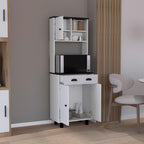 Waco 67" H Kitchen Pantry with Two Cabinets, Two Open Shelves, and One Drawer,White/Black