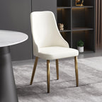 Upholstered Dining Chairs Set of 4,36.6" Modern Accent Dining Chair with Gold Metal Frame&Backrest,Faux Leather Dining Chair for Living Room/Dining Room/Reception Room/Studio/Small Place(Beige)