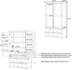 roomfitters Kitchen Pantry Organizers and Storage Kitchen Cabinet, Storage Hutch with Door Spice Racks, Wine Rack, White