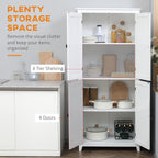 72" Freestanding Four-Door Kitchen Pantry, Storage Cabinet Organizer with Four Tiers and Adjustable Shelves, Ideal for Organized Kitchen Storage