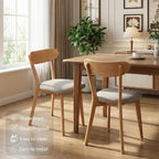 100% Solid Wood Dining Room Chairs - Practical Kitchen Chairs - Wood Chair for Dining Room, Kitchen (1, Natural Wood Grey Cushion)