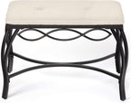 Mango Steam White Shoe Bench - Vanity Seat for Makeup Room, Dressing Stool, Entryway Bench - Powder Coated, Upholstered, Space Saving