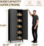 UNICOLY 75" Tall Pantry Storage Cabinet with Doors and 4 Adjustable Shelves, Freestanding Cupboard for Kitchen, Dining Room, Living Room, Bathroom, Black