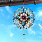 Cross Wind Spinner, Metal Wind Spinners Outdoor/Indoor, Cross Flower Hanging Garden Decor for Outside, Stainless Wind Spinners for Yard and Garden 10 inch 3D (25.76X25 CM)