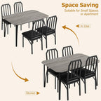 GAOMON 5-Piece Dining Table Set for 4, Modern Kitchen Table with Chamfered Design and Upholstered Chairs, Leather-Cushioned Seats for Small Spaces and Apartments, Space-Saving (Gray/Black,5 Pack)