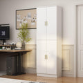 AIEGLE Kitchen Pantry Storage Cabinet with Adjustable Shelves, Kitchen Pantry with 4 Doors, Freestanding Cupboard Storage Organizer Cabinet for Kitchen Living Room, White 70.9" Tall