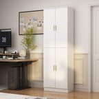 AIEGLE Kitchen Pantry Storage Cabinet with Adjustable Shelves, Kitchen Pantry with 4 Doors, Freestanding Cupboard Storage Organizer Cabinet for Kitchen Living Room, White 70.9" Tall