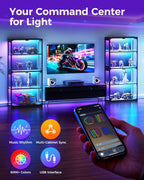 AODK Display Case with RGB Lights, 4-Tier Display Cabinet with Glass Doors and Storage Shelves, Glass Display Cabinet Shelf for Collectibles, Black Curio Cabinet for Game Room