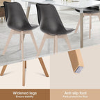 OLIXIS Modern Dining Chairs Set of 4, PU Leather Upholstered Kitchen Chairs with Wood Legs, Mid Century Accent Chairs for Living Room, Bedroom, Outdoor Lounge, Black