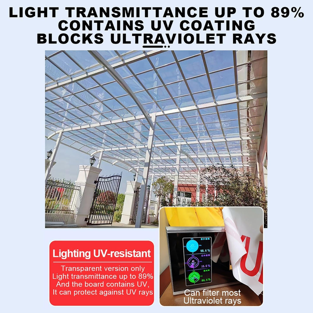 Daylighting Roof Panels Outdoor Sunshade Canopy Panels Greenhouse Panels Not Easy to Deform Easy to Assemble for Outdoor Shed Panels.(Brown,3.3x26.2ft)