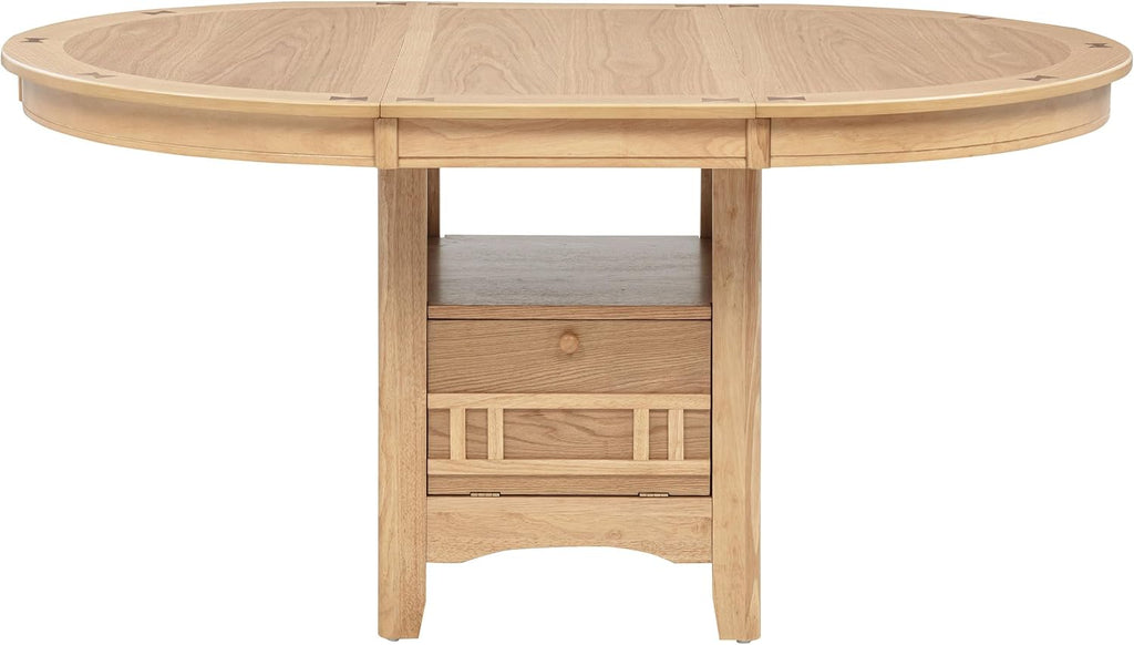 Coaster Home Furnishings - LAVON - Wood - Oval Extendable Dining Table with 18-Inch Extension Leaf, Storage Shelf & Closed Storage - Kitchen & Dining Room - 60-Inch - Light Oak - 106620