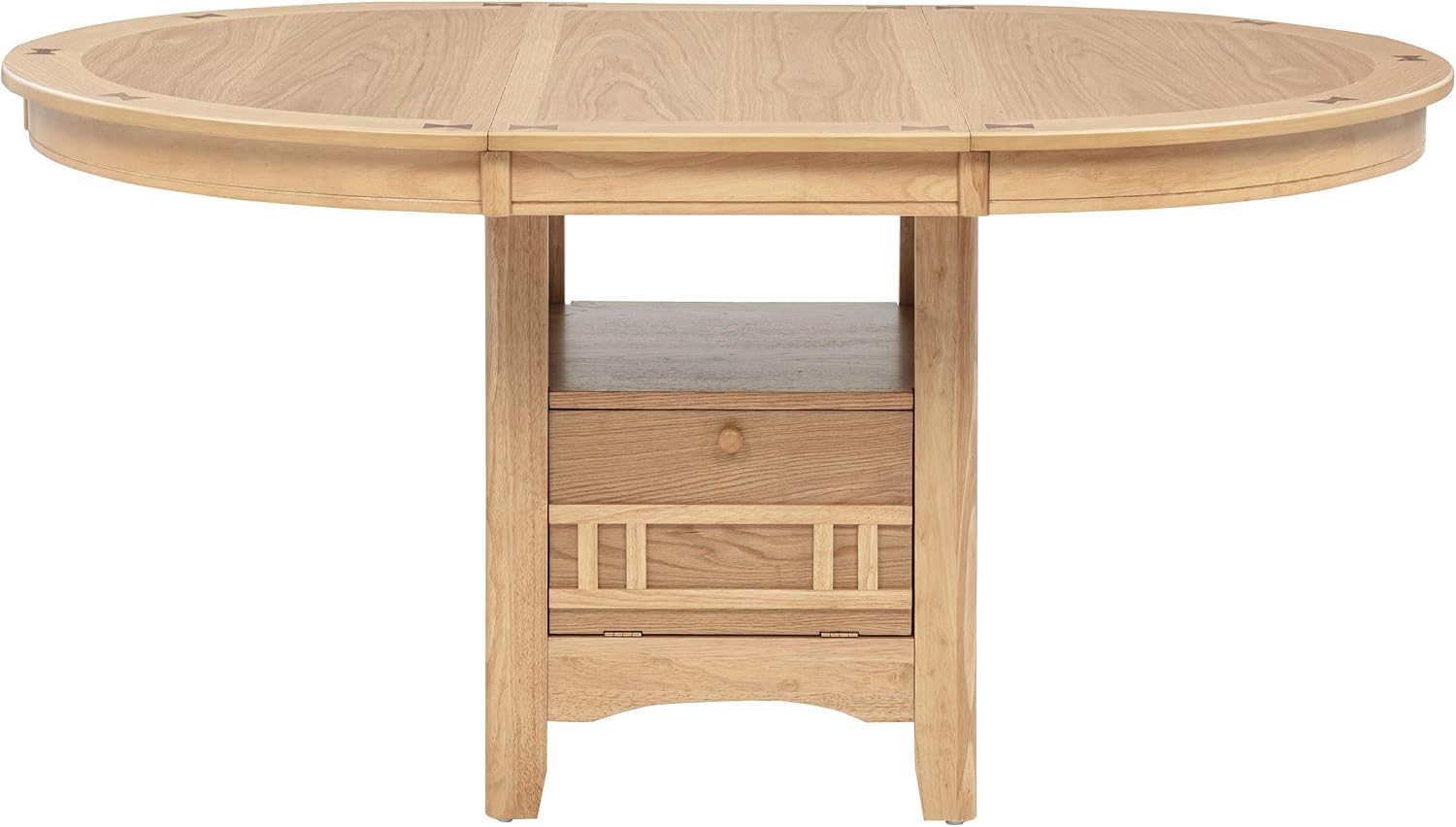 Coaster Home Furnishings - LAVON - Wood - Oval Extendable Dining Table with 18-Inch Extension Leaf, Storage Shelf & Closed Storage - Kitchen & Dining Room - 60-Inch - Light Oak - 106620