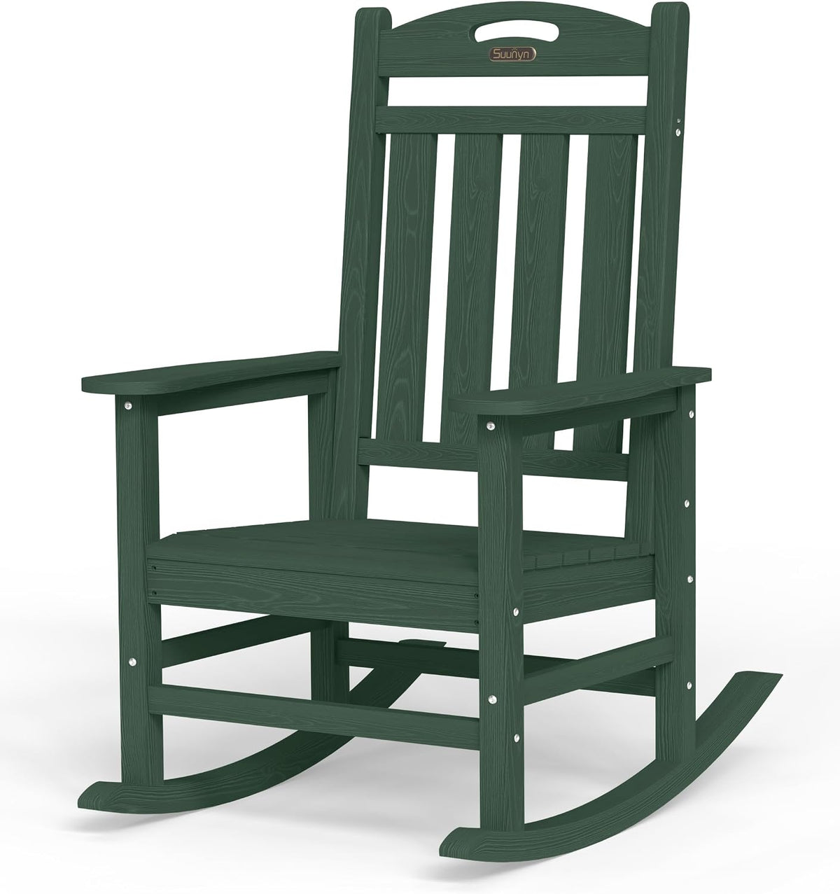 Oversized Outdoor Rocking Chair, High Back Porch Rocker Chair, HDPE All Weather Resistant Rocking Chairs for Patio, 380lbs Weight Capacity, Green
