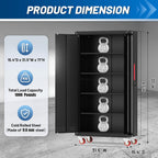 Metal Storage Cabinet with Wheels,71"Garage Cabinets with Lock Door | Heavy-Duty Garage Tool Cabinet with 4 Adjustable Shelves,Garage Cabinet and Storage System for Garage,Home,Shop,Office