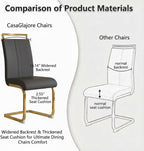 Set of 2 Modern Dining Chairs - Black PU Faux Leather Upholstered Armless Side Chairs with Cushioned Seat & Sturdy Metal Legs for Dining Room & Kitchen