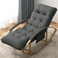 Leisure Rocking Chair and Footstool Set,Living Roomcomfortable Arc Soft Cushion Rocking Chair Breathable Rocking Chair for Bedroom, Modern Armrests Garden Lounger, with Side P,Gray+Gold Legs