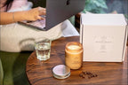 Candles for Women - 4 x 8oz Coloured Glass Jars 3" x4 Mixed Set of Classic Scents Pumpkin Spice, Coffee, Vanilla, Lavender 200 Hours Long Burn Time
