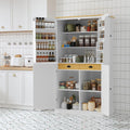Linique 71.3" Kitchen Pantry with 2 Drawers, 2 Adjustable Shelves, 8 Door Racks, Large Wooden Cupboard, Freestanding Tall Cabinet for Kitchen Dining Room, White