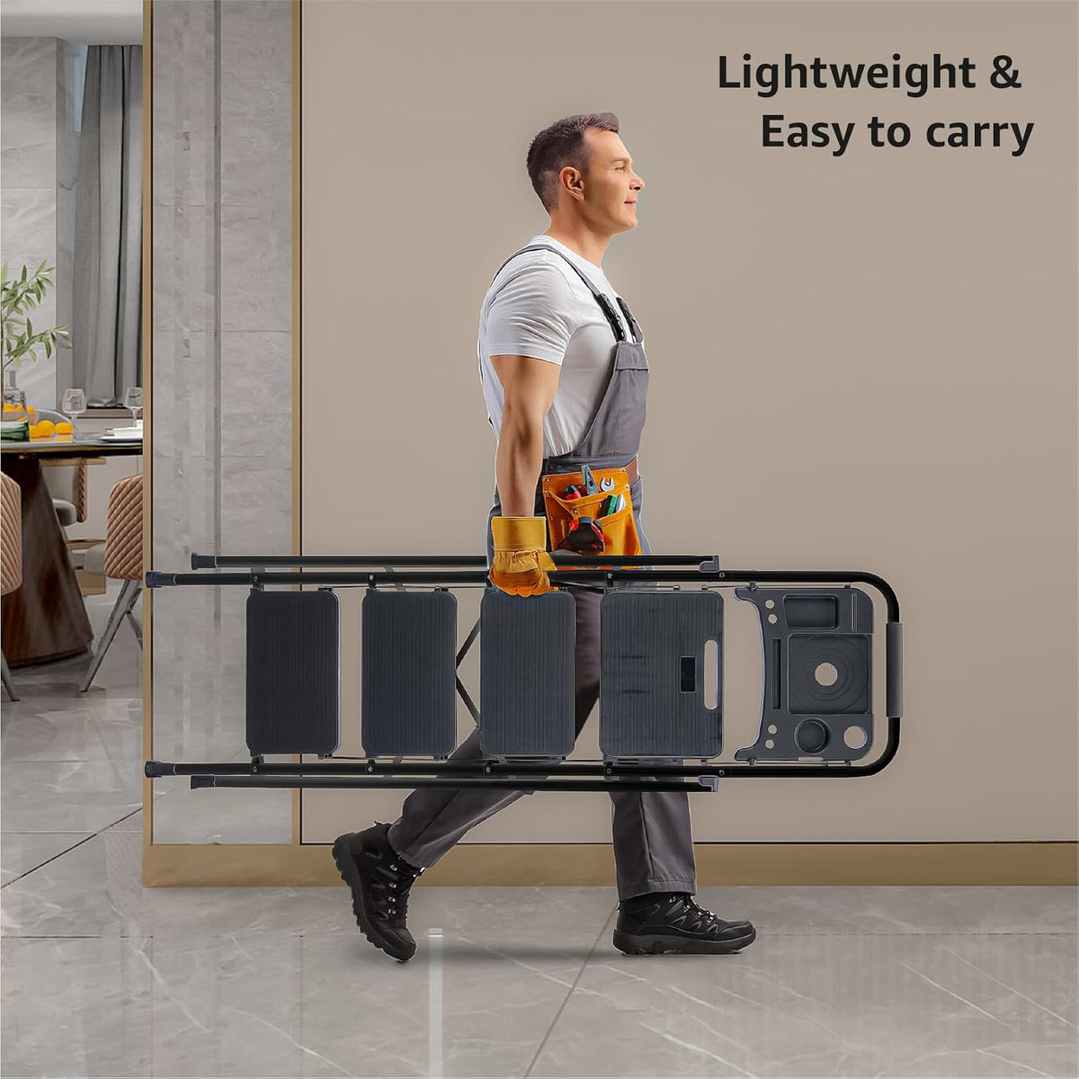 4-Step Ladder with Wide Anti-Slip Platform & Thick Rubber Feet | Heavy Duty Foldable & Portable | 330 lbs Capacity, Steel Frame, Rubber Handgrip, Folding Step Stool