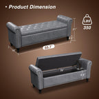 FiveWillowise 55" Bedroom Bench, End of Bed Bench with Storage, Grey