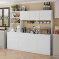 Mekminop Extra Large Kitchen Pantry with Microwave Shelf, Kitchen Hutch Storage Cabinet with Countertop, Freestanding Countertop Cabinet with 3 Drawers and 3 Open Shelves, White
