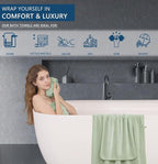 18 Piece Bath Towels Set,Super Soft Family Bathroom Towel Set with Hanging Loops-6 Bath Towels,6 Hand Towels,6 Washcloths,Highly Absorbent Quick Dry Shower Towel for Bathroom,Hotel,Spa-Green Towel Set