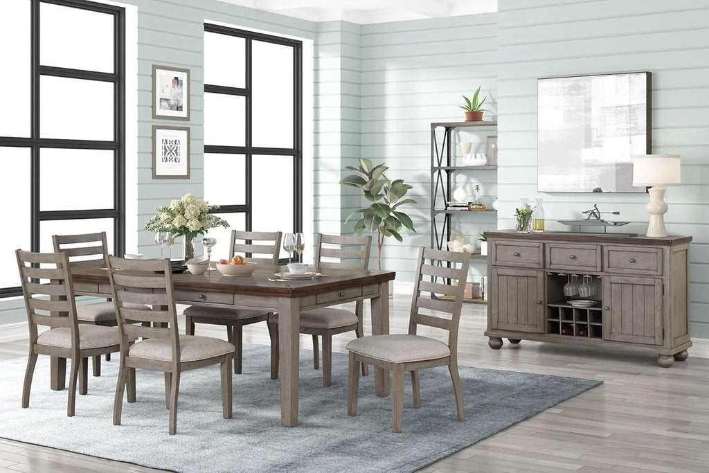 Rustic Two Tone Server with Powerpack Gray Solid Wood MDF | Includes powerpack for integrated lighting and storage