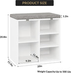 Shoe Bench with Padded Seat, 20'' Shoe Storage Bench with Adjustable Shelves & Side Pockets, 5 Cubes Storage Organizer for Entryway, Porch, Mudroom, Hallway(20''x12''x21''), White