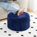 Tiita Round Stuffed Pouf Ottoman, Soft Foot Stool with Solid Foam Block | 21x21x12 Inches Fluffy Floor Pouf Chair & Footrest Cushion for Couch Living Room, Navy Blue