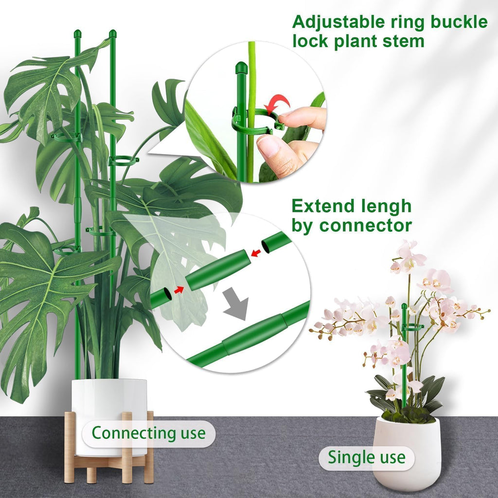 20Pcs Plant Support Stakes 17 inch SupKing Garden Orchid Sticks Extended to 3ft 4ft 5ft Plant Poles with Clips for Indoor Outdoor Potted Tomato Rose Amaryllis Vegetables Comes with 20 Ties