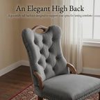 High Back Dining Chairs Set of 2 Vintage Velvet Upholstered Solidwood (Gray)