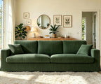 Welzona 101" Sofas for Living Room, Oversized Couch,Couches for Living Room | Comfy Corduroy Couch, Tool-Free Setup Sofa Couch, 6.3" Extra Wide Armrest, All-Wood Modern Couch For Bedroom, 2 Pillow, Green