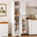 Function Home Tall Bathroom Storage Cabinet, 64" Slim Kitchen Pantry with Door Storage, Narrow Wood Freestanding Cabinets with Adjustable Shelves for Kitchen Living Room Dining Room, White