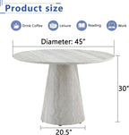 Faux Marble Round Dining Table for 4-6, 45" Modern Farmhouse Round Kitchen Table with 1" Thickened Wood Top & Stable Pedestal for Dining Room,Living Room,Apartment,Restaurant(Beige)