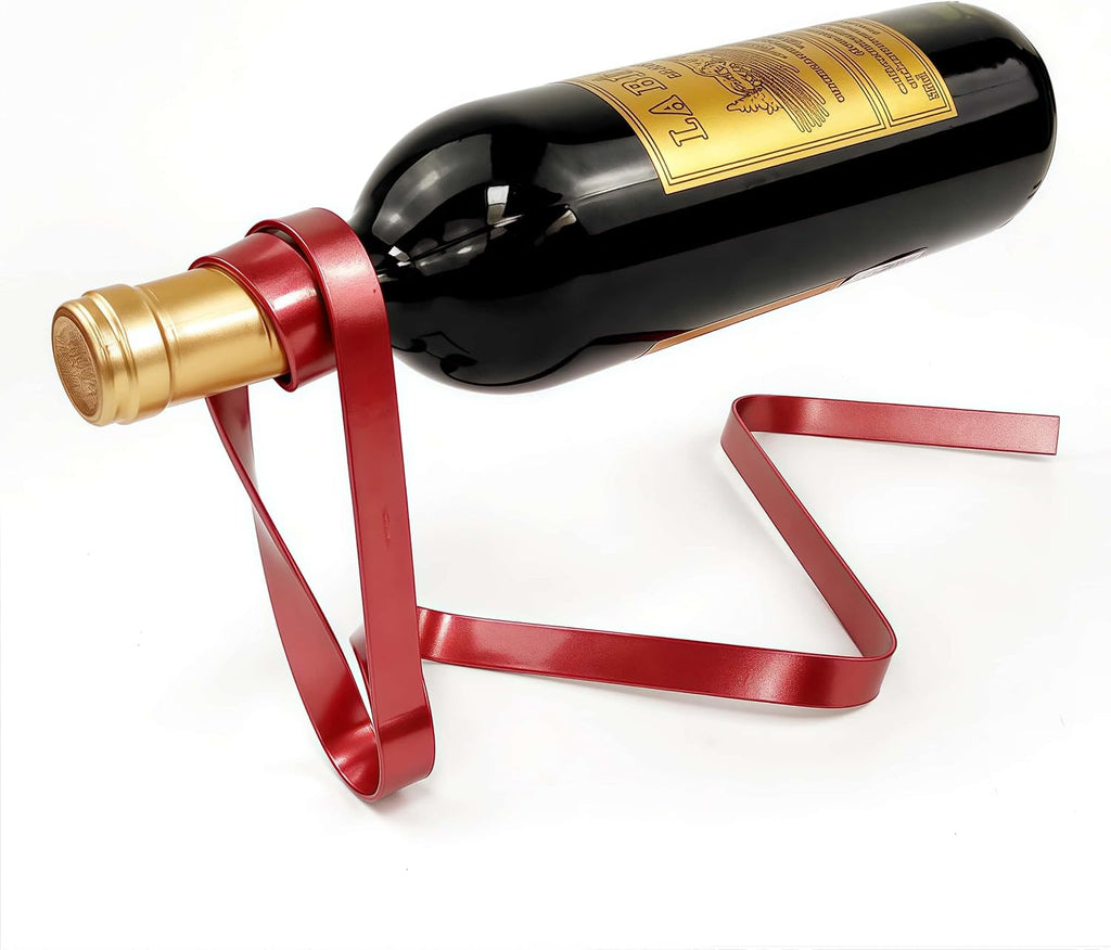 Table Wine Holder Floating Ribbon Metal Wine Rack Novelty Wine Bottle Display Stand Tabletop for Dinning Room Kitchen Home Decor Gift