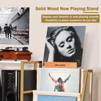 HYCFYJR Stand for Record Player, 3 Tier Vinyl Record Storage with Now Playing Holder, Turntable Stand, Vinyl Display with Speaker Storage for Living Room, Gold White