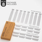 HiYZ Expandable Drawer Dividers with Inserts - Adjustable Drawer Organizers Separators for Kitchen, Bedroom, Dresser, Office, 8 Long Dividers(12.6-22.8 IN) with 16 Inserts(3.9-7.1 IN) - Gray