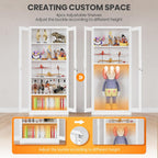 Locking Display Cabinet with Glass Door, 71”H Metal Curio Cabinets with Adjustable Shelves, White Liquor Caninet Display Case for Living Room, Collectibles, Clinic, Home - Assembly Required